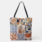 Mediterraan Boho-tegelpatroon Tote Bag (Achterkant)
