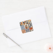 Mediterraan Boho-tegelpatroon Vierkante Sticker (Envelop)