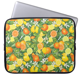 Mediterraan Boomgaard Waterverf Citrus Patroon Laptop Sleeve