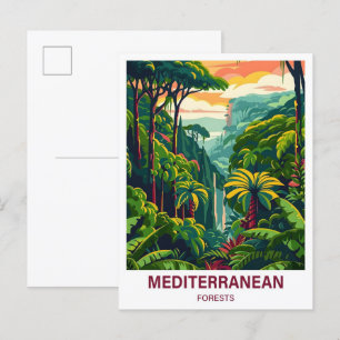 Mediterraan bos illustratie reizen briefkaart