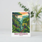 Mediterraan bos illustratie reizen briefkaart (Staand voorkant)