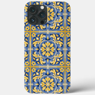 Mediterraan botanisch patroon - blauw en geel Case-Mate iPhone case