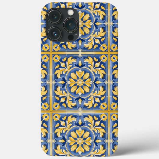 Mediterraan botanisch patroon - blauw en geel Case-Mate iPhone case (Achterkant)