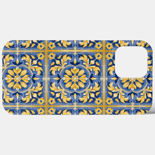 Mediterraan botanisch patroon - blauw en geel Case-Mate iPhone case (Achterkant (horizontaal))