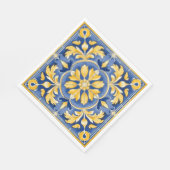 Mediterraan botanisch patroon - blauw en geel servet (Hoek)