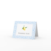 Mediterraan bruiloftsfeest dankkaart met citroen