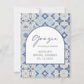 Mediterraan Bruiloftsfeest Grazie Bedankingskaart Bedankkaart (Voorkant)