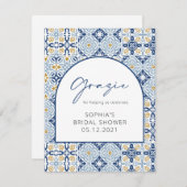 Mediterraan Bruiloftsfeest Grazie Bedankingskaart Bedankkaart (Voorkant / Achterkant)