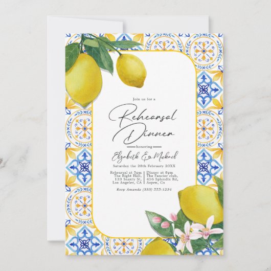 Mediterraan Charm Lemon Italiaans Repetitie Diner Kaart (Voorkant)
