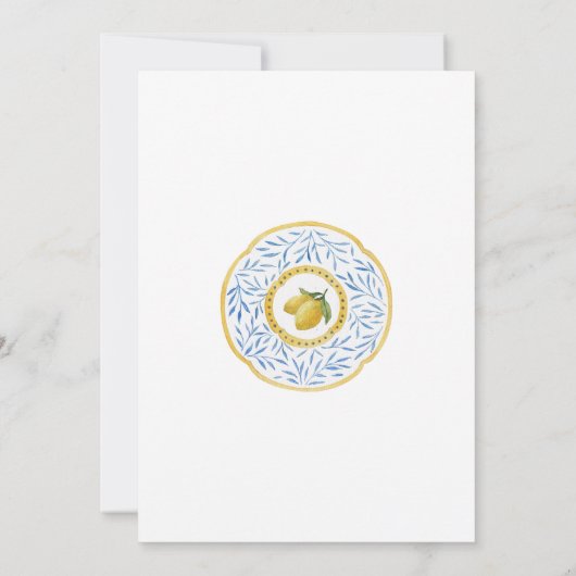 Mediterraan Charm Lemon Italiaans Repetitie Diner Kaart (Achterkant)