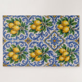 Mediterraan citroen azulejo-tegel legpuzzel (Horizontaal)