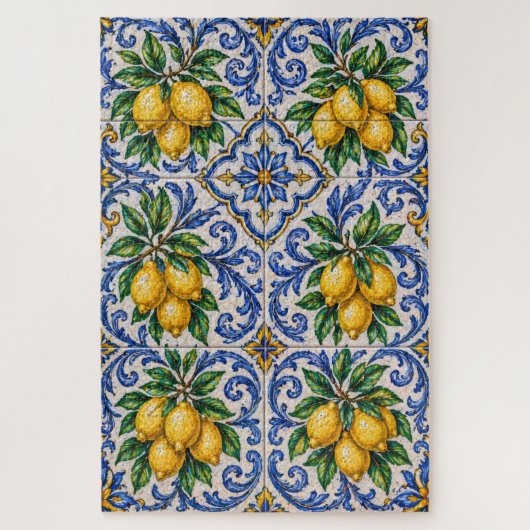 Mediterraan citroen azulejo-tegel legpuzzel (Verticaal)