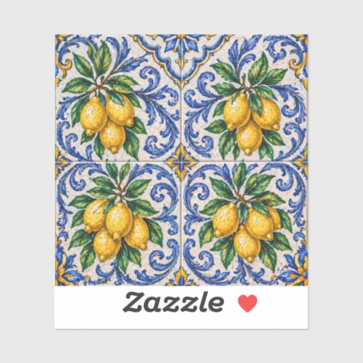 Mediterraan citroen azulejo-tegel sticker (Vel)