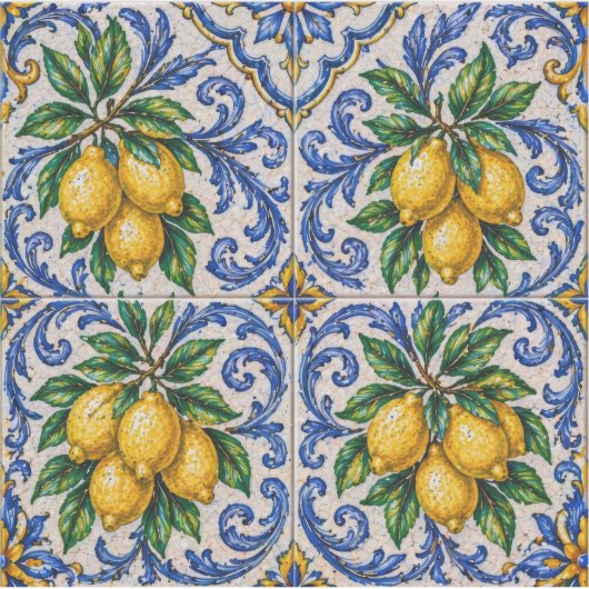 Mediterraan citroen azulejo-tegel sticker (Voorkant)