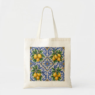 Mediterraan citroen azulejo-tegel tote bag