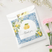 Mediterraan citroen Baby shower Blauwe Tegels Bedankzakje (Gezegeld)