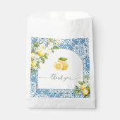 Mediterraan citroen Baby shower Blauwe Tegels Bedankzakje (Voorkant)