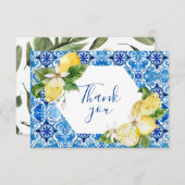 Mediterraan citroen bloemtegel bedankkaart (Voorkant / Achterkant)