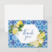 Mediterraan citroen bloemtegeltje bedankkaart (Voorkant / Achterkant)
