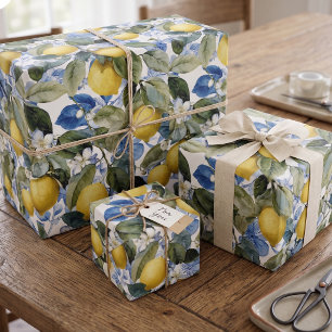 Mediterraan Citroen Botanisch Citrus Patroon Cadeaupapier