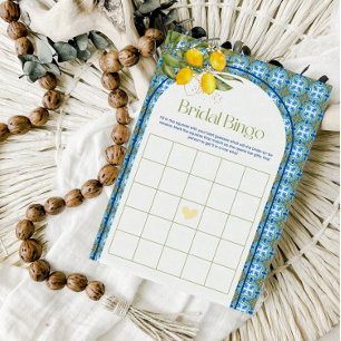 Mediterraan citroen bruidsdouche bingokaart kaart