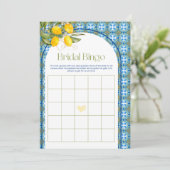 Mediterraan citroen bruidsdouche bingokaart kaart (Staand voorkant)