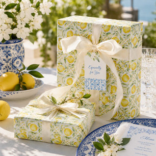 Mediterraan citroen bruidsdouchecadeaupapier cadeaupapier