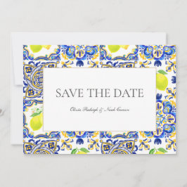 Mediterraan citroen save the date trouwkaart