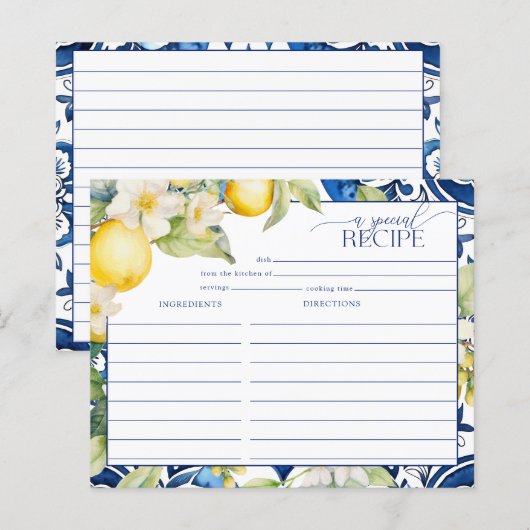 Mediterraan citroen Vrijgezellenfeest Recept Kaart (Voorkant / Achterkant)