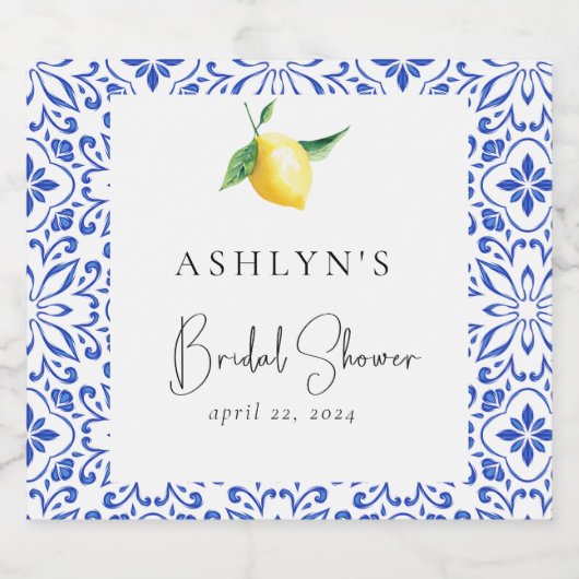 Mediterraan Citroen Vrijgezellenfeesten flesetiket Sparkling Wijnetiket (Enkel label)