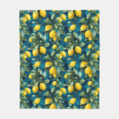 Mediterraan Citroen Waterverf Blauw Geel Patroon Fleece Deken (Voorkant)