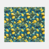 Mediterraan Citroen Waterverf Blauw Geel Patroon Fleece Deken (Voorkant (Horizontaal))