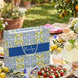 Mediterraan citroenblauw Portugees tegelwerk Groot Cadeauzakje