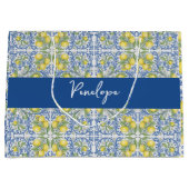 Mediterraan citroenblauw Portugees tegelwerk Groot Cadeauzakje (Voorkant)