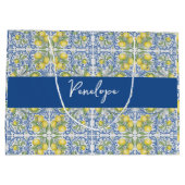 Mediterraan citroenblauw Portugees tegelwerk Groot Cadeauzakje (Achterkant)