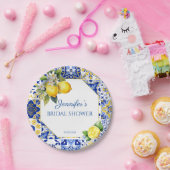 Mediterraan Citroenblauw Tegel Amalfi Vrijgezellen Papieren Bordje (Feest)