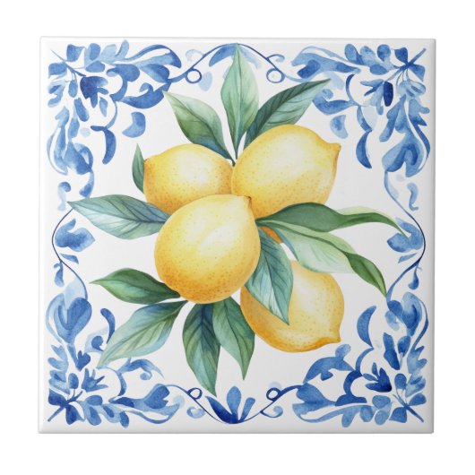 Mediterraan Citroenblauw Tegeltje (Voorkant)