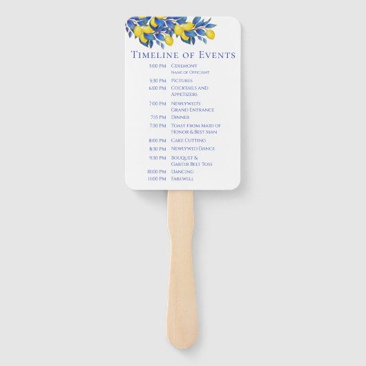 Mediterraan-citroenen-bruiloft programma handwaaier (Achterkant)