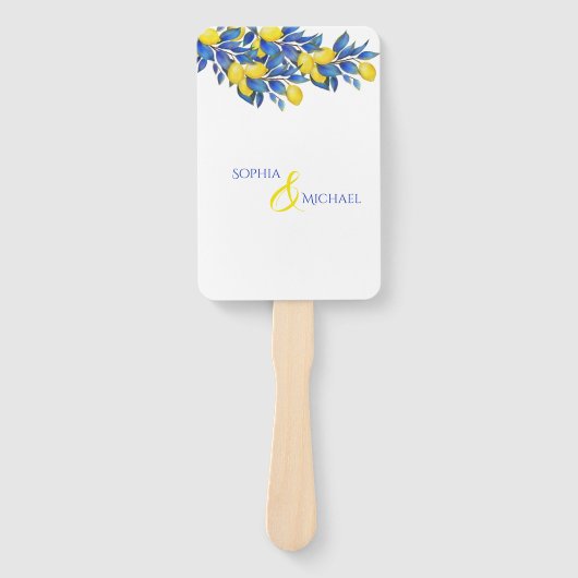 Mediterraan-citroenen-bruiloft programma handwaaier (Voorkant)