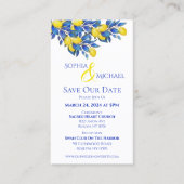 Mediterraan- Citroenen- Bruiloft-Save the Date- Visitekaartje (Voorkant)