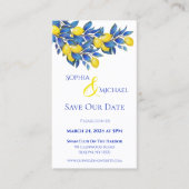 Mediterraan- Citroenen- Bruiloft-Save the Date- Visitekaartje (Voorkant)