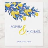 Mediterraan-Citroenen-Bruiloft- Wijn Etiket (Enkel label)