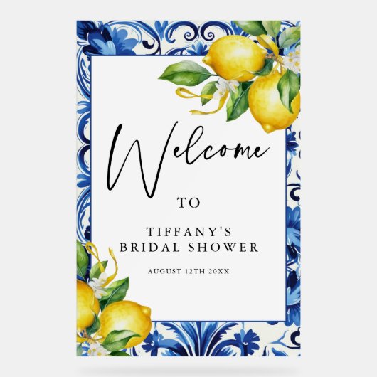 Mediterraan Citroenen Vrijgezellenfeest Welkomstbo Acryl Bord (Voorkant)