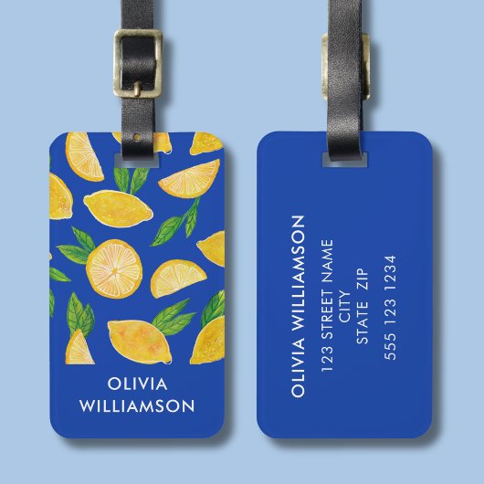Mediterraan citroenpatroon bagagelabel