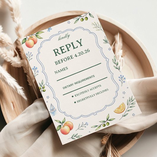 Mediterraan Citrus Bloemendesign RSVP Kaartje