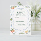 Mediterraan Citrus Bloemendesign RSVP Kaartje (Staand voorkant)