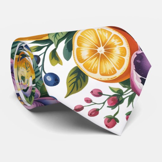 Mediterraan citrus boeket bruidegom stropdas (Opgerold)