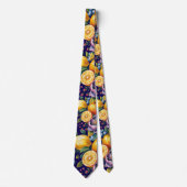 Mediterraan citrus boeket bruidegom stropdas (Voorkant)