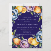 Mediterraan citrus boeket bruiloft kaart (Voorkant)