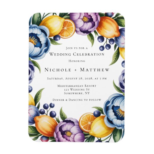 Mediterraan citrus boeket bruiloft magneet (Verticaal)